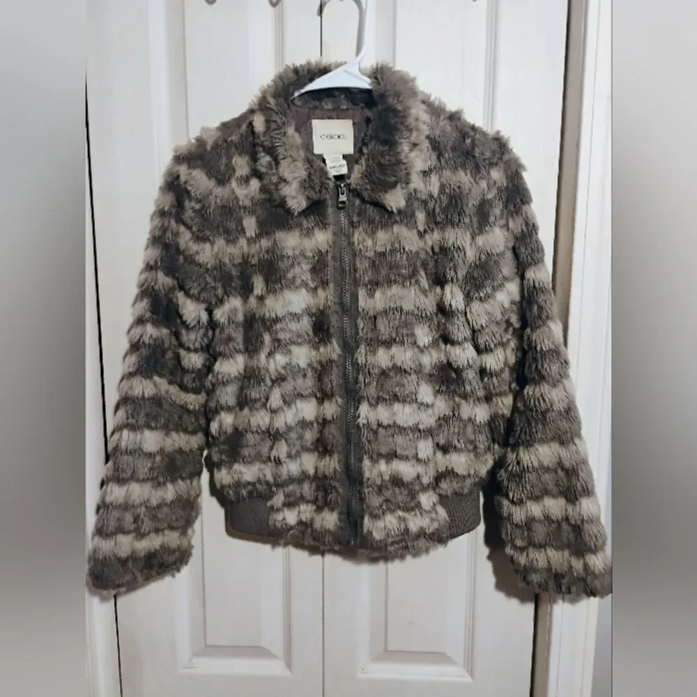 Cherokee Kids Faux Fur Jacket - Brown and Gray